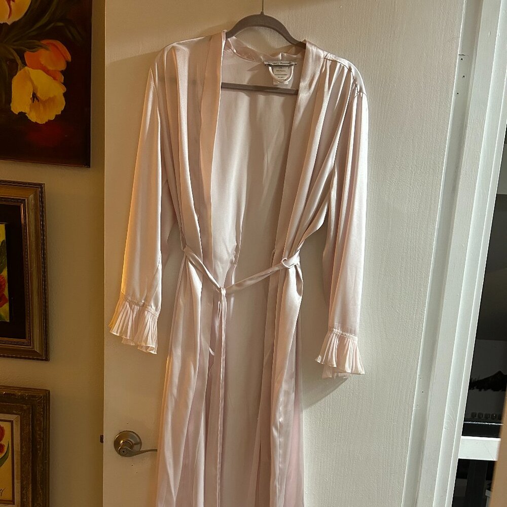 Soft and silky long pink robe